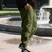 economico Carico-Per uomo Pantaloni sportivi Pantaloni da tuta Joggers Pantaloni da Tuta Cargo Tasca Elastico in vita Coulisse Semplice Comodità Sport all'Aperto Quotidiano Moda Casual Verde militare Nero