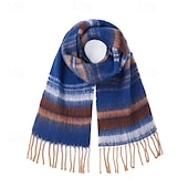 cheap Women&#039;s Shawls &amp; Wraps-Women&#039;s Rectangle Scarf Street Daily Date Red Blue Scarf Stripe