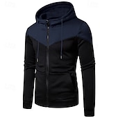 cheap Basic Hoodies-Men&#039;s Hoodie Full Zip Hoodie White Burgundy Navy Blue Gray Hooded Plain Patchwork Color Block Sports &amp; Outdoor Casual Daily Streetwear Cool Designer Spring &amp;  Fall Clothing Apparel Hoodies