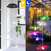ieftine Lumini de peisaj-Lumină solară colorată cu 7 culori pentru vânt cu clopote de sticlă schimbătoare pentru grădină balcon terasă curte pandantiv pentru Halloween