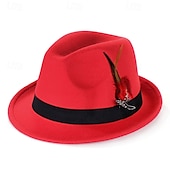 levne Klobouk Fedora-Pánské 30. léta Oktoberfestový klobouk Černá Fialová Polyester Peří Módní Na běžné nošení ulice Denní Barevné bloky Proti sluci Prodyšné