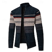 preiswerte Herren Strickjacke-Herren Strickjacke Kurzer Pullover Reißverschluss-Pullover Strickpullover Gerippt Stricken Normale Oberteile Patchwork Tasche Farbblock Stehkragen Mode Klassisch Urlaub Alltagskleidung Bekleidung