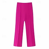 economico pantaloni eleganti da donna-Per donna Pantaloni Eleganti Gamba larga Pantaloni Moda Streetwear Lunghezza intera Vita Alta Semplice Elastico in vita Traspirabilità Confortevole Streetwear Abbigliamento quotidiano Uscire Nero
