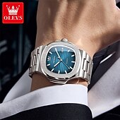 abordables Montres à quartz-OLEVS Femmes Hommes Montre à quartz Luxe Grand cadran Mode Affaires Lumineux Calendrier IMPERMÉABLE Bracelet en acier inoxydable Suivre