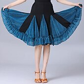 abordables Ropa de baile latino-Baile Latino Faldas Plisado Color Puro Corte Mujer Rendimiento Entrenamiento Cintura Alta Poliéster