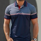 levne Pánské golfové polo tričko-Pánské Proužky Pólo Krátký rukáv Polo tričko Košile s límečkem Na běžné nošení Škola Venkovní Denní nošení 3D tisk Léto Vodní modrá Hnědá Trávová zelená