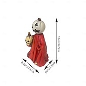 economico Decorazioni Appese e da Tavolo per Halloween-Statuetta in resina raffigurante una zucca di Halloween, decorazione da tavolo a forma di strega con mantello, decorazione spettrale per la casa, per ingresso, mensola, scaffale, esposizione interna
