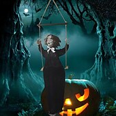 economico Piscine per bambini-Decorazione per esterni di Halloween, grande altalena per ragazza fantasma, suono luminoso, scena horror
