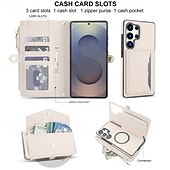abordables Carcasas Samsung-teléfono Funda Para Samsung galaxia S25 S25 Más S25 Ultra S24 Plus S24 S24 Ultra Plus S24 FE A14 A72 A73 Tarjetas billetera Cremallera con cordón Ranura para tarjetas Retro TPU Cuero de PU