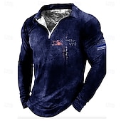 Χαμηλού Κόστους Ανδρικό Vintage Polo-Ανδρικά Γραφική Cruce Πόλο Μακρυμάνικο Μισό φερμουάρ Βίντατζ Καθημερινά Ένδυση γυμναστικής και άθλησης Καθημερινά Κουμπώσου Άνοιξη Φθινόπωρο Χειμώνας Μαύρο Θαλασσί Σκούρο γκρι