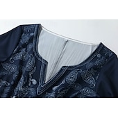 abordables Robes Bohémiennes-Femmes Robe Midi Robe bohème Robe occidentale Mode Classique Fête Sortir Week-end Coupe régulière Fleur manche longue Col en V Bleu de minuit Été