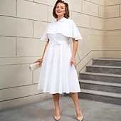cheap Dresses-Retro Vintage 1950s Rockabilly Midi A Line Dress Flare Dress Plus Size A-Line Women&#039;s Vacation Homecoming Party &amp; Evening Adults Dress Belt Spring &amp; Summer