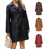 cheap Winter Coats-Women&#039;s Coat Comfortable Buttons Fashion Street Style Plain Outdoor Casual Daily Long Turndown Regular Fit Long Sleeve Outerwear Black Burgundy Camel Fall Winter