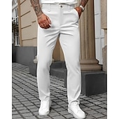abordables Delgado-Hombre pantalones de traje Pantalones Chinos Bolsillo Botones Plano Comodidad Formal Fiesta Trabajo Moda Estilo clásico Negro Blanco Microelástico