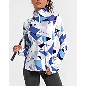 זול חולצת נשים-בגדי ריקוד נשים גיאומטרי חולצת POLO חולצת טניס שרוול ארוך דפוס רבע מיקוד Pullover הגנת UV אלסטי נושם טניס גולף פיקלבול צווארון רוכסן חולצה Polo ורוד כחול בגדי טניס