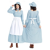 economico Pioniere / XIX secolo-19° secolo anni 1800 Vecchio West Costume Cosplay Abito da prateria Set cuffia e grembiule Pioniere Floreale Per donna Halloween Carnevale Giornata mondiale del libro Vestiti per eventi scolastici
