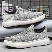 cheap Slip-On Casual Shoes-Men's Slip-On Knit Walking Sneakers – Lightweight Breathable Casual Shoes for Travel, Gym &amp; Daily Wear