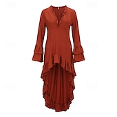 levne Boho šaty-Dámské Midi šaty Boho šaty Westernové šaty Módní Moderní Venkovní Dovolená Jdeme ven Běžný Bez vzoru Dlouhý rukáv Do V Kaštanově hnědá Léto