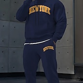 abordables Conjunto de Sudadera 3D para Hombre-Hombre Texto / Número 2 piezas Conjuntos de sudaderas 3D Chándal Sudadera con capucha Manga Larga Pantalones largos Con Capucha Ropa deportiva Casual / Diario Ropa Deportiva Impresión 3D Primavera