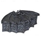 cheap Halloween Hanging &amp; Tabletop Decorations-Halloween Bat Resin Storage Box, Gothic Style Bat Sculpture Container, Decorative Resin Box for Home, Party, Desk Decor