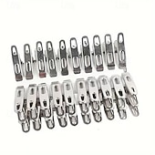 billige Lagring og oppbevaring-100 stk. klesklyper i rustfritt stål, sklisikre, vindtette klesklyper i metall, slitesterke rustbestandige klesklyper for innendørs bruk &amp;utendørs bruk, sokkeorganiseringsknagger med sterkt grep