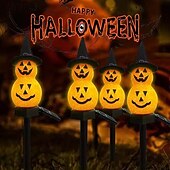 cheap Halloween Lights-Solar Power Halloween Pumpkin Garden Lamp Ghost Lights For Garden Yard All Saints&#039; Day Gravestone Garden Lawn Yard Patio Decorative Pathway Lights 1X 2X
