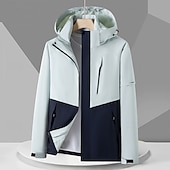 preiswerte Wasserdichte Jacken-Herren Windjacke Wanderjacke Hardshelljacke Außen Wasserdicht Winddicht Wanderoutfits Wanderbekleidung Frühling Herbst Oberteil Camping / Wandern / Höhlenforschung Laufen Patchwork Armeegrün Grün