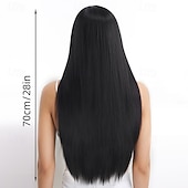 baratos Perucas de festa-Black Long Straight Wig for Women – Realistic Scalp, Full Head Cap, Lolita &amp; JK Style, Perfect for Halloween Cosplay, Manga Characters, and Everyday Wear