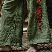 economico gamba larga e vita alta-Per donna Gamba larga Pantaloni Pantaloni Palazzo Moda Boho Lunghezza intera Vita Alta Fiore Elastico in vita Coulisse Stampato Traspirabilità Confortevole Streetwear Abbigliamento quotidiano Uscire