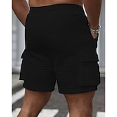 abordables Shorts décontractés-Homme Short gaufré Shorts cargo Shorts Shorts d'été Short décontracté Avec Poches Taille Élastique Cordon de serrage Uni Confort Respirant Court Extérieur Vacances Sport Occasionnel Noir Blanche