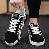 cheap Men&#039;s Sneakers-Men&#039;s Sneakers Walking Casual PU Leather Canvas Comfortable Slip Resistant Breathable Lace-up Black White Red Summer Spring