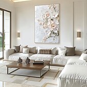 baratos Pinturas a Óleo-Mintura pinturas a óleo em tela com textura 3D feitas à mão, arte de parede, decoração, moderna, abstrata, imagem de flores para decoração de casa, pintura enrolada, sem moldura, não esticada