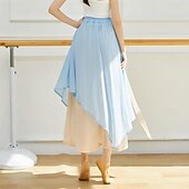 baratos Roupa de Dança Latina-leggings com saia para mulheres, calças de ioga, leggings elásticas para dança de balé, meia-calça de chiffon com saia para balé latino, salsa e tango