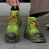abordables Bottes de randonnée-Bottines à lacets en daim vert pour homme – chaussures de travail vintage pour l&#039;extérieur, idéales pour la randonnée automnale, le jardinage et le quotidien