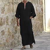 abordables Pyjamas-Homme Pyjamas Vêtements de Nuit Robe de bain Uni Mode Élégant Classique Maison Quotidien Lit Coton Confort Doux Col en V manche longue Été Printemps Noir Blanche