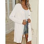 abordables Manteaux &amp; trenchs-Femmes Veste Décontractée Confortable Respirant Boutons Occasionnel Uni Vacances Rue Occasionnel Tenue quotidienne Simple Boutonnage Long Col en V Coupe régulière manche longue Vêtements d&#039;extérieur