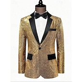 baratos Blazers Clássicos Masculinos-Homens Blazer O negócio Coquetel Festa de Casamento Moda Casual Primavera Outono Poliéster Gradiente Bolsos Botões Confortável Não Trespassado Jaqueta esporte Prata Azul Verde Escuro Roxo