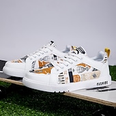 abordables Baskets-Homme Basket Marche Occasionnel Cuir PU Confortable Antidérapant Respirant À lacets Blanc + Noir Blanc / Jaune Rose / Blanc Été Printemps