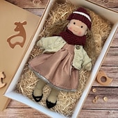 baratos Bonecas-Boneca Waldorf feita à mão para bebês meninas com conjuntos de roupas - boneca de pelúcia macia de 11,8 polegadas para crianças pequenas, presente de Natal ideal para crianças