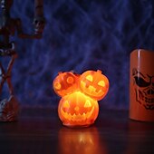 お買い得  ハロウィン室内-ハロウィンかぼちゃランタン 光る装飾小道具 3頭ミュータントかぼちゃランタン 雰囲気のある飾りランプ 1個