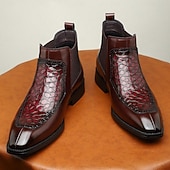 abordables Bottes de Chelsea-Bottines Chelsea en similicuir vert effet crocodile pour homme – bottines élégantes à élastiques latéraux pour hommes avant-gardistes, soirées de concert et streetwear urbain
