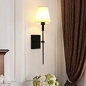 levne Vestavná LED svítidla-Retro zlaté nástěnné noční lampičky, svícny, nástěnné lampy do ložnic s látkovým stínidlem do ložnice, obývacího pokoje, chodby a kuchyně