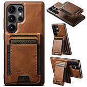 abordables Carcasas Samsung-teléfono Funda Para Samsung galaxia S25 Más S25 Ultra S24 Ultra S24 Plus S24 S23 S23 Ultra S23 Plus Funda Trasera Magnética Soporte de carga inalámbrica Caballete Retro TPU Cuero de PU