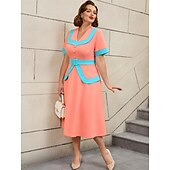 preiswerte Kleider-Retro Vintage 1950er Rockabilly Midlänge A-Linien-Kleid Ausgestelltes Kleid Übergröße Damen Urlaub Heimkehr Party &amp; Abend Erwachsene Kleid Frühling &amp; Sommer