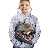 billiga Pojkens 3D-djur-Pojkar 3D Djur Dinosaurie Huvtröja Långärmad Vår Höst Mode Streetwear Barn 4-12 år Huva Utomhus Ledigt Dagligen Normal