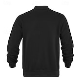 tanie Casualowe kurtki-Męskie Kurtka zimowa Kurtka polarowa Zwykła kurtka Kurtka uniwersytecka Urlop Codzienny Keep Warm Kieszeń Polar Jesień Zima Równina Moda Moda miejska Kołnierz stawiany Regularny Czarny Czerwony