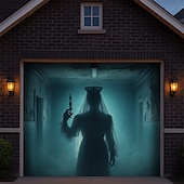 billige Halloween dekorasjon-Halloween Utendørs Garasje Dørtrekk Spøkelsesbrud Bedriftskaller Banner Stort Teppe Bakgrunns Dekorasjon Ferie Utendørs Garasje Dør Hjemme Vegg Dekorasjoner