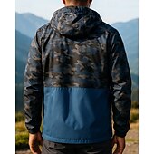 preiswerte Wasserdichte Jacken-Herren Wanderjacke Hardshelljacke Außen Wasserdicht Winddicht Wanderoutfits Wanderbekleidung Frühling Herbst Oberteil Jagd Camping / Wandern / Höhlenforschung Reisen Patchwork Schwarz Rot Blau