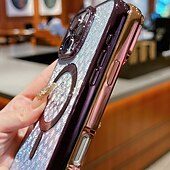 voordelige iPhone-hoesjes-telefoon hoesje Voor iPhone 16 15 14 Pro Max Plus iPhone 16e iPhone 13 Pro Max Achterkant Ondersteuning draadloos opladen Niet-vergelend Bling glitter glanzend Kleurgradatie