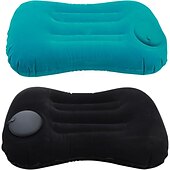 abordables Equipo de Camping-cojín de playa inflable &amp;Almohada de camping: almohada de viaje portátil con tejido polar coral, diseño sin relleno para playa, oficina y hogar - azul verdoso &amp;Limpieza de puntos negros, solo asientos